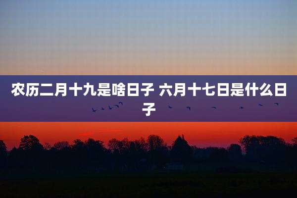 农历二月十九是啥日子 六月十七日是什么日子