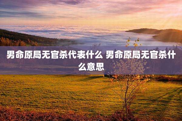 男命原局无官杀代表什么 男命原局无官杀什么意思
