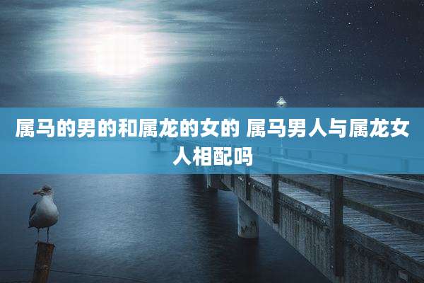 属马的男的和属龙的女的 属马男人与属龙女人相配吗