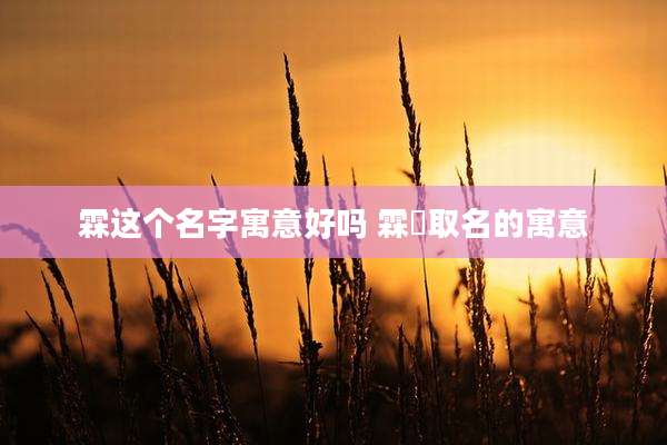 霖这个名字寓意好吗 霖垚取名的寓意