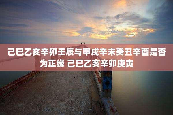 己巳乙亥辛卯壬辰与甲戌辛未癸丑辛酉是否为正缘 己巳乙亥辛卯庚寅