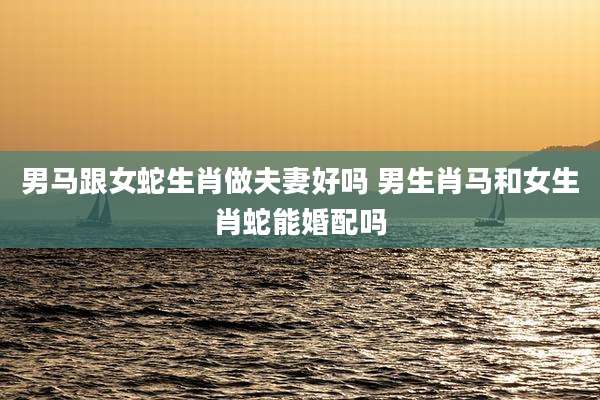 男马跟女蛇生肖做夫妻好吗 男生肖马和女生肖蛇能婚配吗