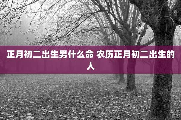 正月初二出生男什么命 农历正月初二出生的人