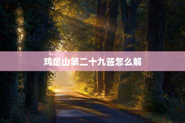鸡足山第二十九签怎么解