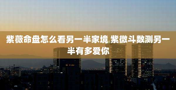 紫薇命盘怎么看另一半家境 紫微斗数测另一半有多爱你