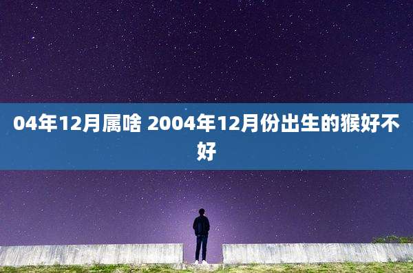 04年12月属啥 2004年12月份出生的猴好不好