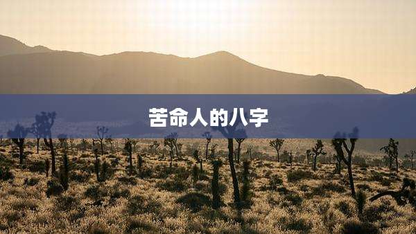 苦命人的八字