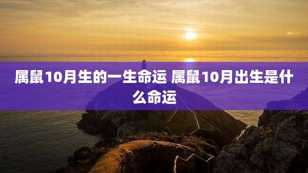 属鼠10月生的一生命运 属鼠10月出生是什么命运