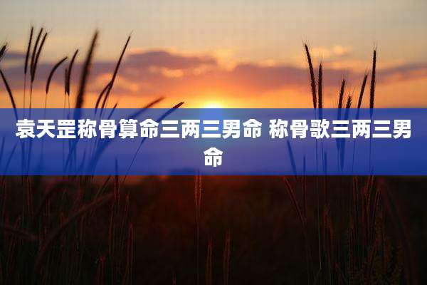 袁天罡称骨算命三两三男命 称骨歌三两三男命