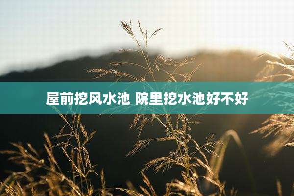 屋前挖风水池 院里挖水池好不好