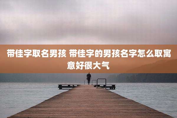 带佳字取名男孩 带佳字的男孩名字怎么取寓意好很大气