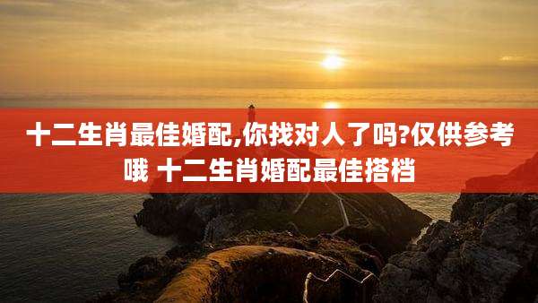 十二生肖最佳婚配,你找对人了吗?仅供参考哦 十二生肖婚配最佳搭档