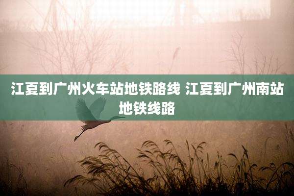 江夏到广州火车站地铁路线 江夏到广州南站地铁线路