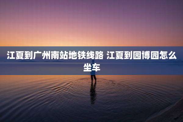 江夏到广州南站地铁线路 江夏到园博园怎么坐车