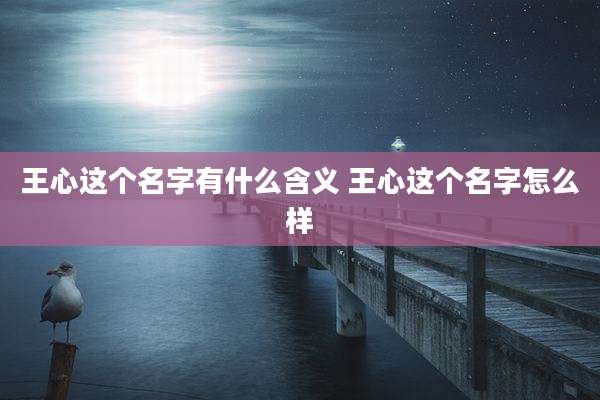 王心这个名字有什么含义 王心这个名字怎么样