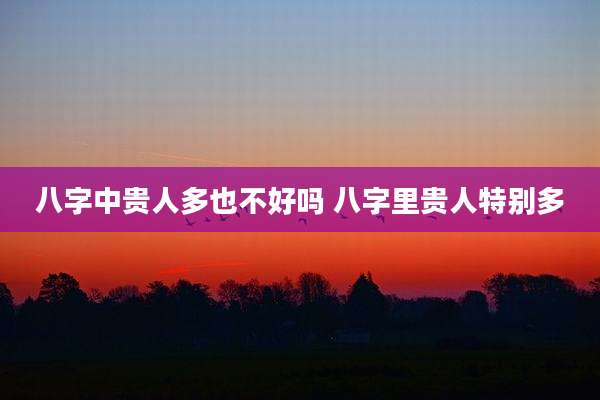 八字中贵人多也不好吗 八字里贵人特别多