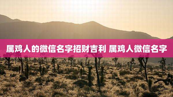 属鸡人的微信名字招财吉利 属鸡人微信名字