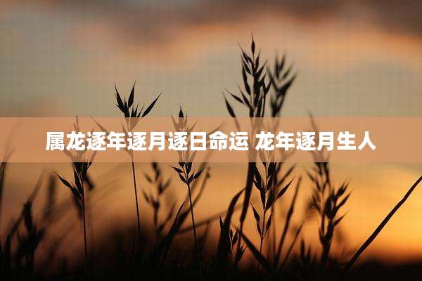 属龙逐年逐月逐日命运 龙年逐月生人