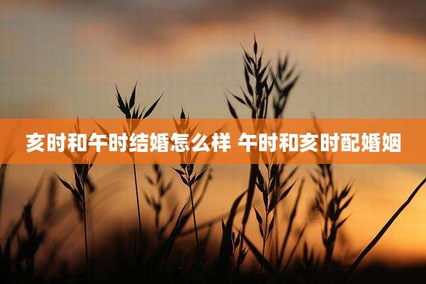 亥时和午时结婚怎么样 午时和亥时配婚姻