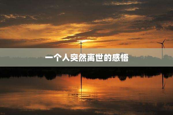 一个人突然离世的感悟