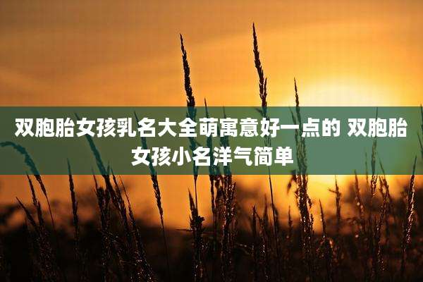 双胞胎女孩乳名大全萌寓意好一点的 双胞胎女孩小名洋气简单