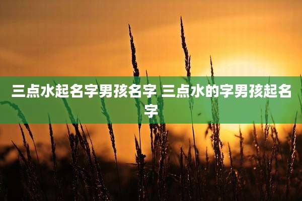 三点水起名字男孩名字 三点水的字男孩起名字