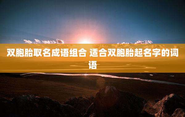 双胞胎取名成语组合 适合双胞胎起名字的词语