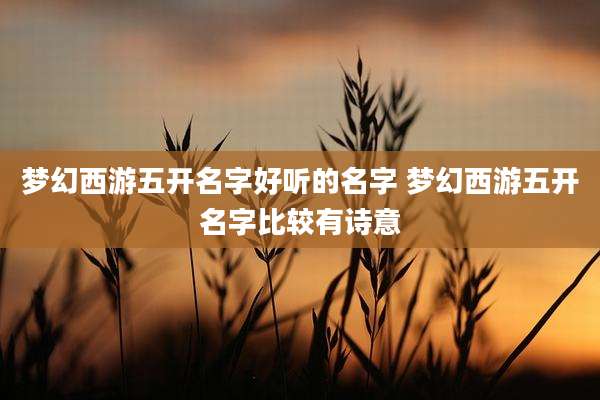 梦幻西游五开名字好听的名字 梦幻西游五开名字比较有诗意