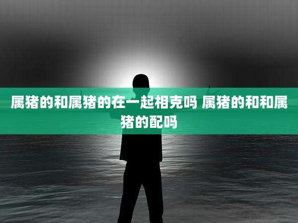 属猪的和属猪的在一起相克吗 属猪的和和属猪的配吗
