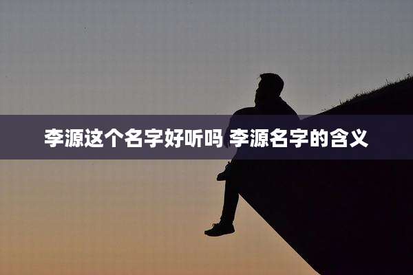 李源这个名字好听吗 李源名字的含义