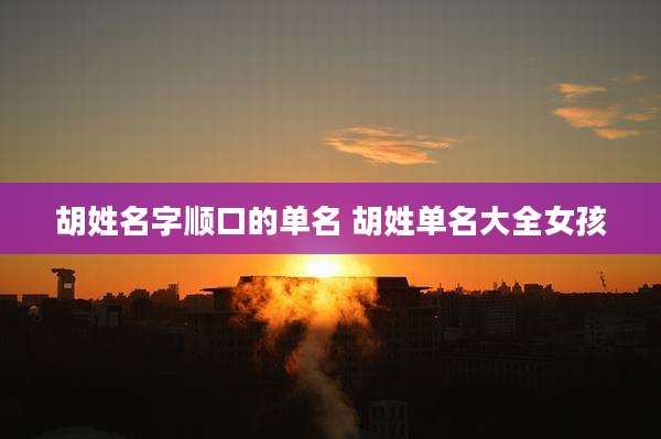 胡姓名字顺口的单名 胡姓单名大全女孩