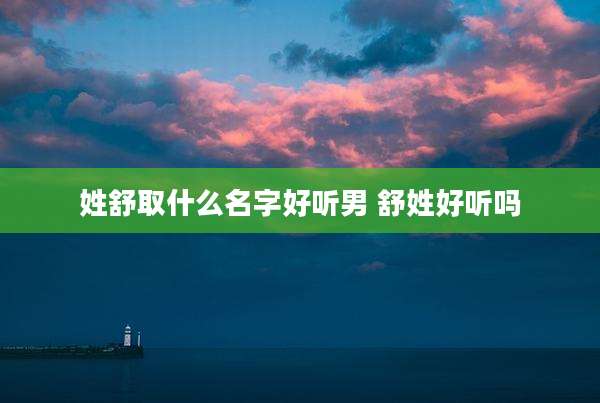 姓舒取什么名字好听男 舒姓好听吗