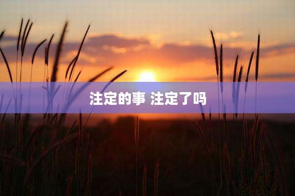 注定的事 注定了吗