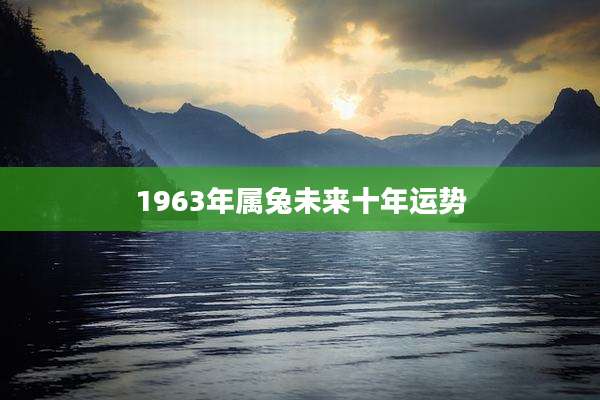 1963年属兔未来十年运势