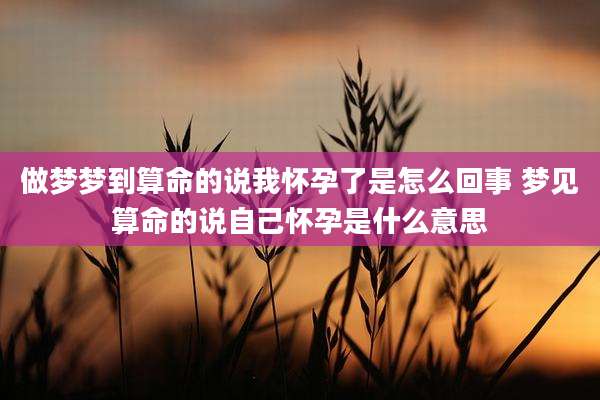 做梦梦到算命的说我怀孕了是怎么回事 梦见算命的说自己怀孕是什么意思