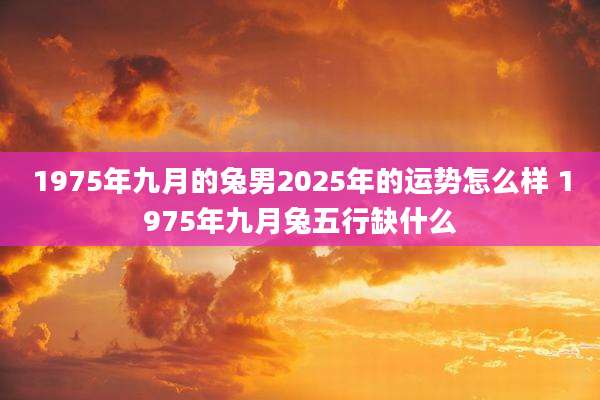 1975年九月的兔男2025年的运势怎么样 1975年九月兔五行缺什么