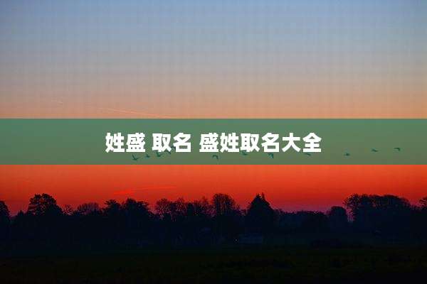 姓盛 取名 盛姓取名大全
