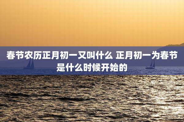 春节农历正月初一又叫什么 正月初一为春节是什么时候开始的
