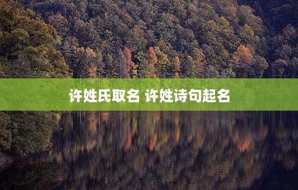 许姓氏取名 许姓诗句起名