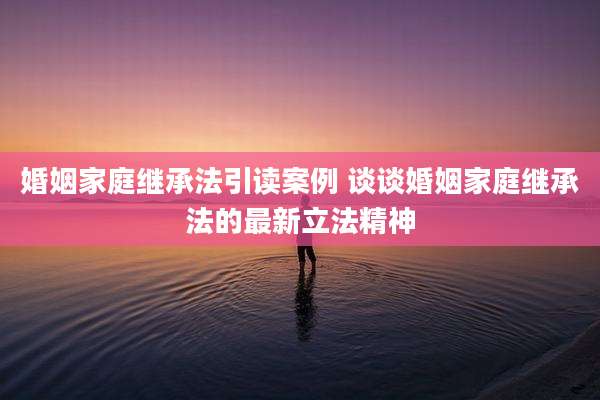 婚姻家庭继承法引读案例 谈谈婚姻家庭继承法的最新立法精神