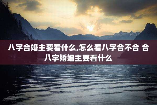 八字合婚主要看什么,怎么看八字合不合 合八字婚姻主要看什么
