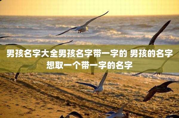 男孩名字大全男孩名字带一字的 男孩的名字想取一个带一字的名字