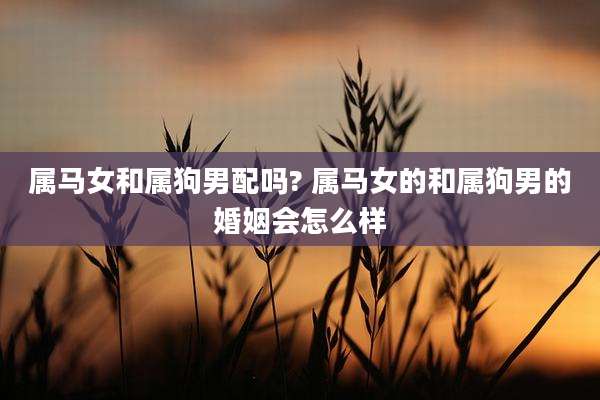 属马女和属狗男配吗? 属马女的和属狗男的婚姻会怎么样