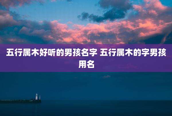 五行属木好听的男孩名字 五行属木的字男孩用名