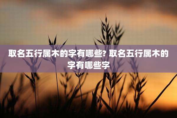 取名五行属木的字有哪些? 取名五行属木的字有哪些字
