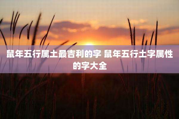 鼠年五行属土最吉利的字 鼠年五行土字属性的字大全