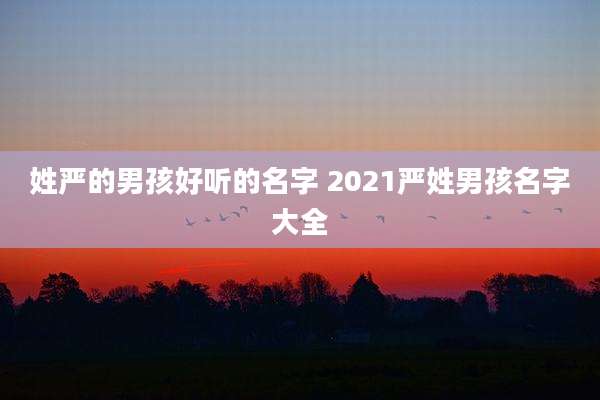 姓严的男孩好听的名字 2021严姓男孩名字大全