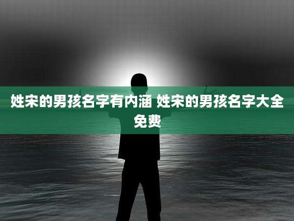 姓宋的男孩名字有内涵 姓宋的男孩名字大全免费