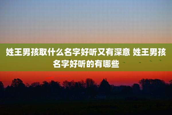 姓王男孩取什么名字好听又有深意 姓王男孩名字好听的有哪些