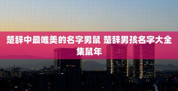 楚辞中最唯美的名字男鼠 楚辞男孩名字大全集鼠年